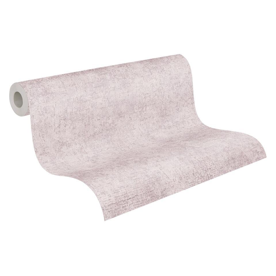A.S. Création behang geschilderd effect roze en glanzend wit – 53 cm x 10.05 m