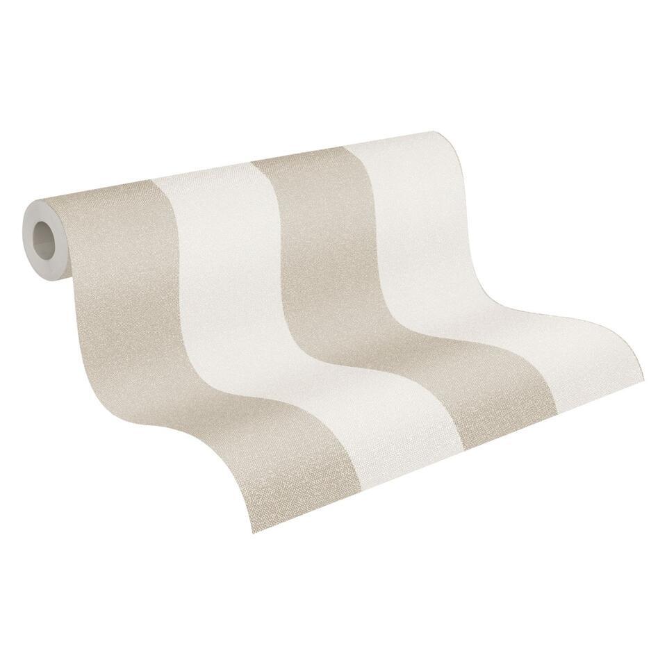 A.S. Création behang strepen beige en crème – 53 cm x 10.05 m