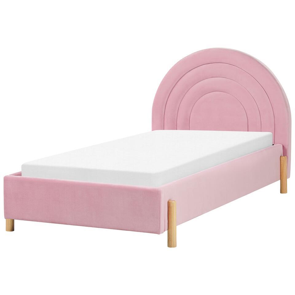 ANET – Bed – Roze – 90 x 200 cm – Fluweel