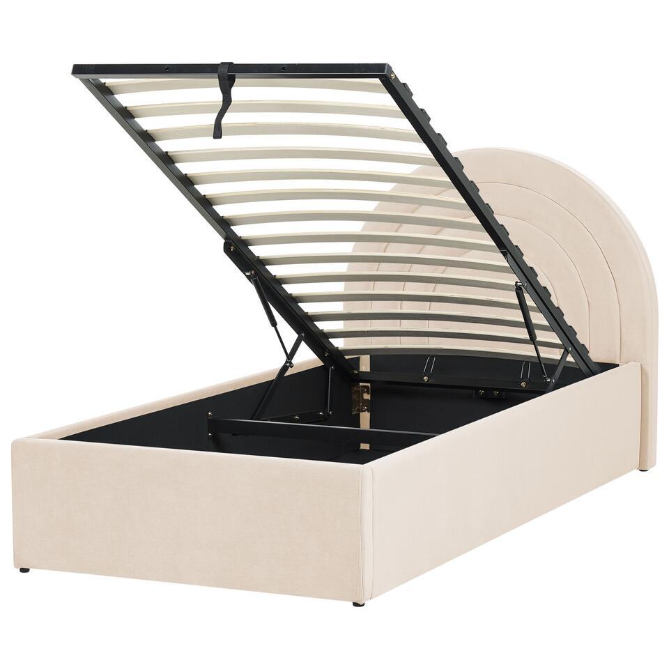 ANET – Bed met opbergruimte – Beige – 90 x 200 cm – Fluweel