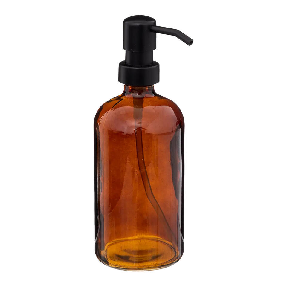 5five Zeeppompje/dispenser – van glas – bruin – 450 ml