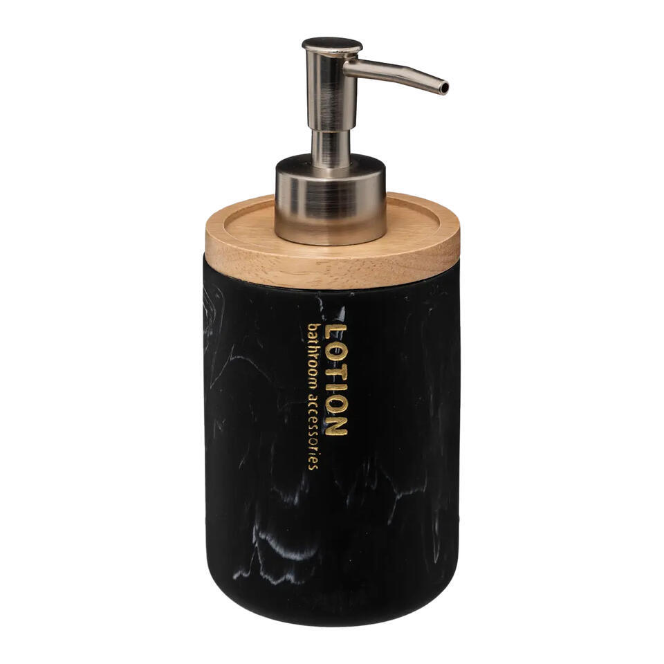 5five Zeeppompje/zeepdispenser – marmer look – zwart – 272 ml
