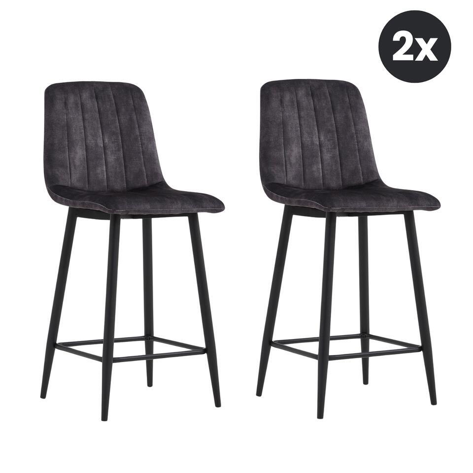 2x Barkruk Jax – Velvet Antraciet (Set van 2)