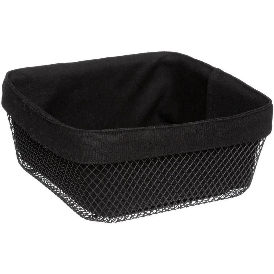 5Five Broodmand Bistro plus – metaal/stof – zwart – 25 x 11 cm