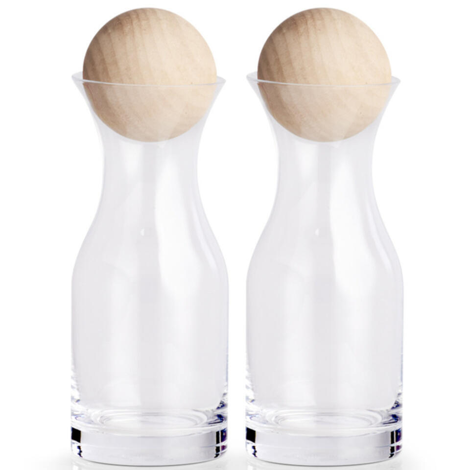 Zeller Flessen/karaffen – 2x – met bal dop – glas – 250 ml