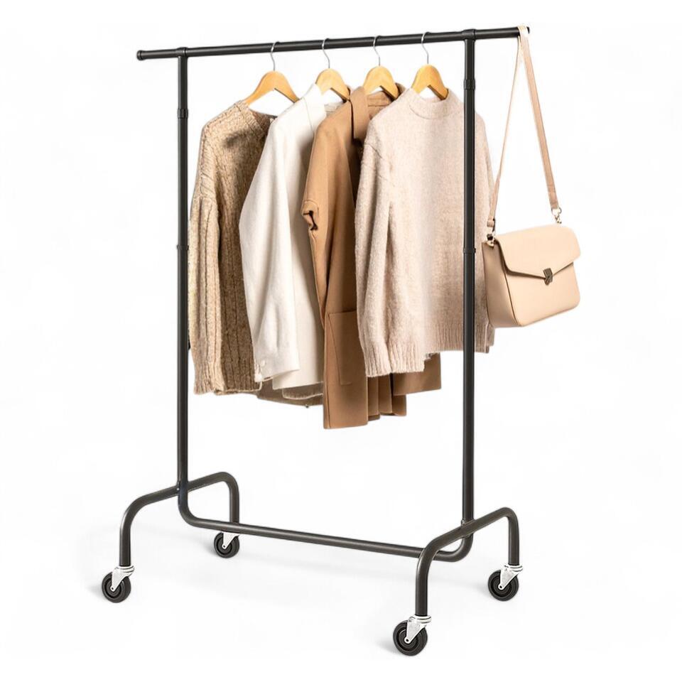 Goliving Kledingrek op wieltjes XL – Uitschuifbare Kledingstang 112-150 cm