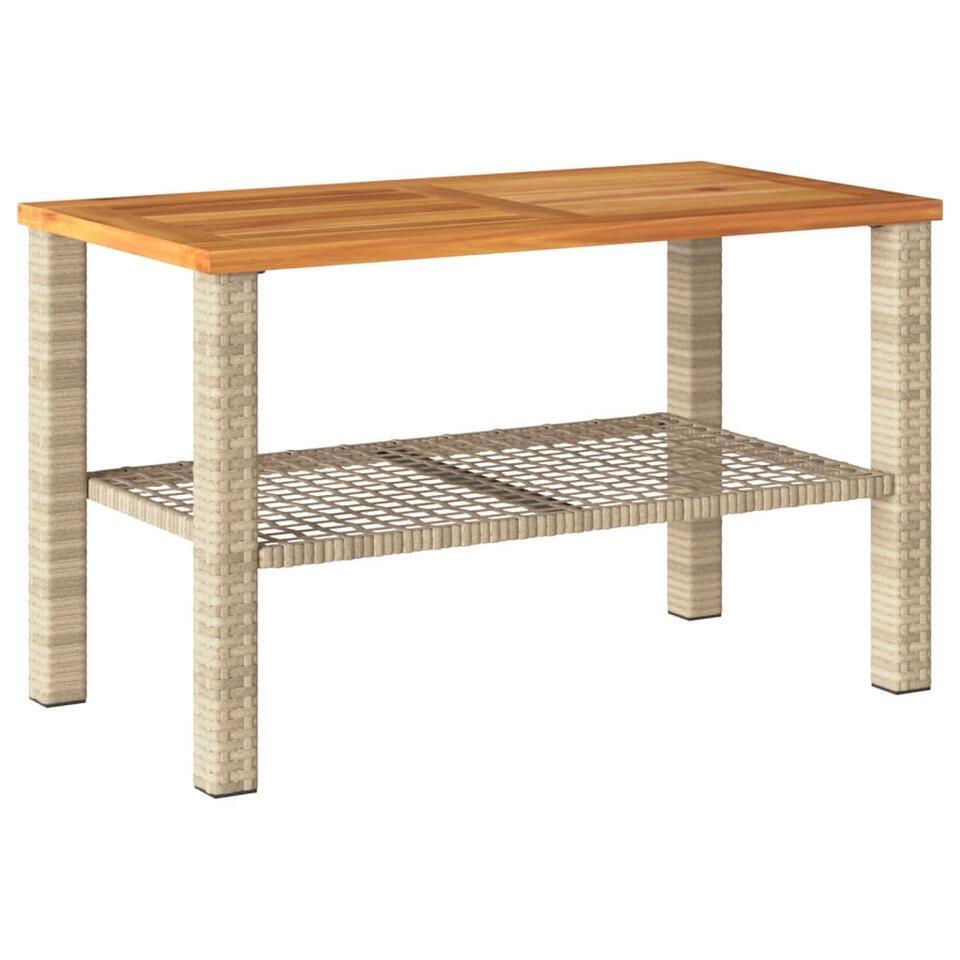 vidaXL – Salontafel met opbergruimte – Beige – Poly rattan en hout – 70x38x42 cm