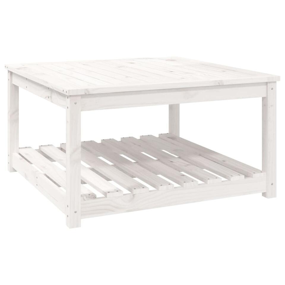 vidaXL – Salontafel met opbergruimte – Wit – Grenenhout – 82,5×82,5×45 cm