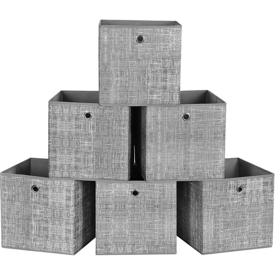 Opvouwbare opbergdozen, 6 stuks, kubussen, bakken, manden, kisten