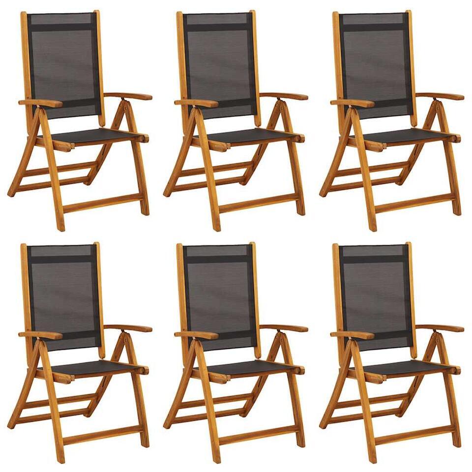 vidaXL – Tuinstoelen inklapbaar – Bruin – Acacia en textileen – 6 stuks