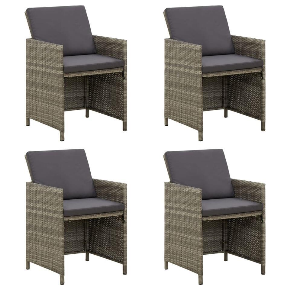 vidaXL – Buitenstoel – Grijs – Poly rattan – 4 stuks