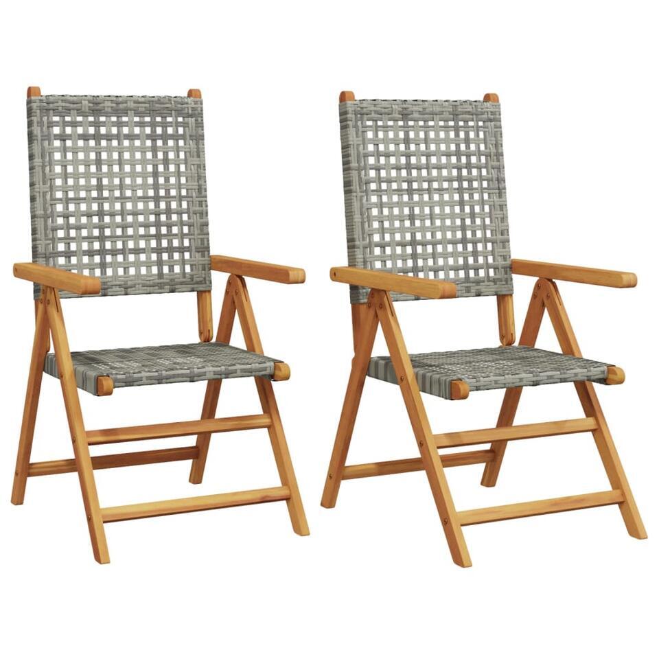 vidaXL – Tuinstoelen – Grijs – Acaciahout en poly rattan – 2 stuks