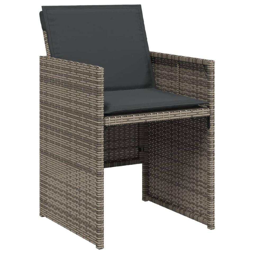 vidaXL – Tuinstoelen met kussens – Grijs – Poly rattan – 4 stuks