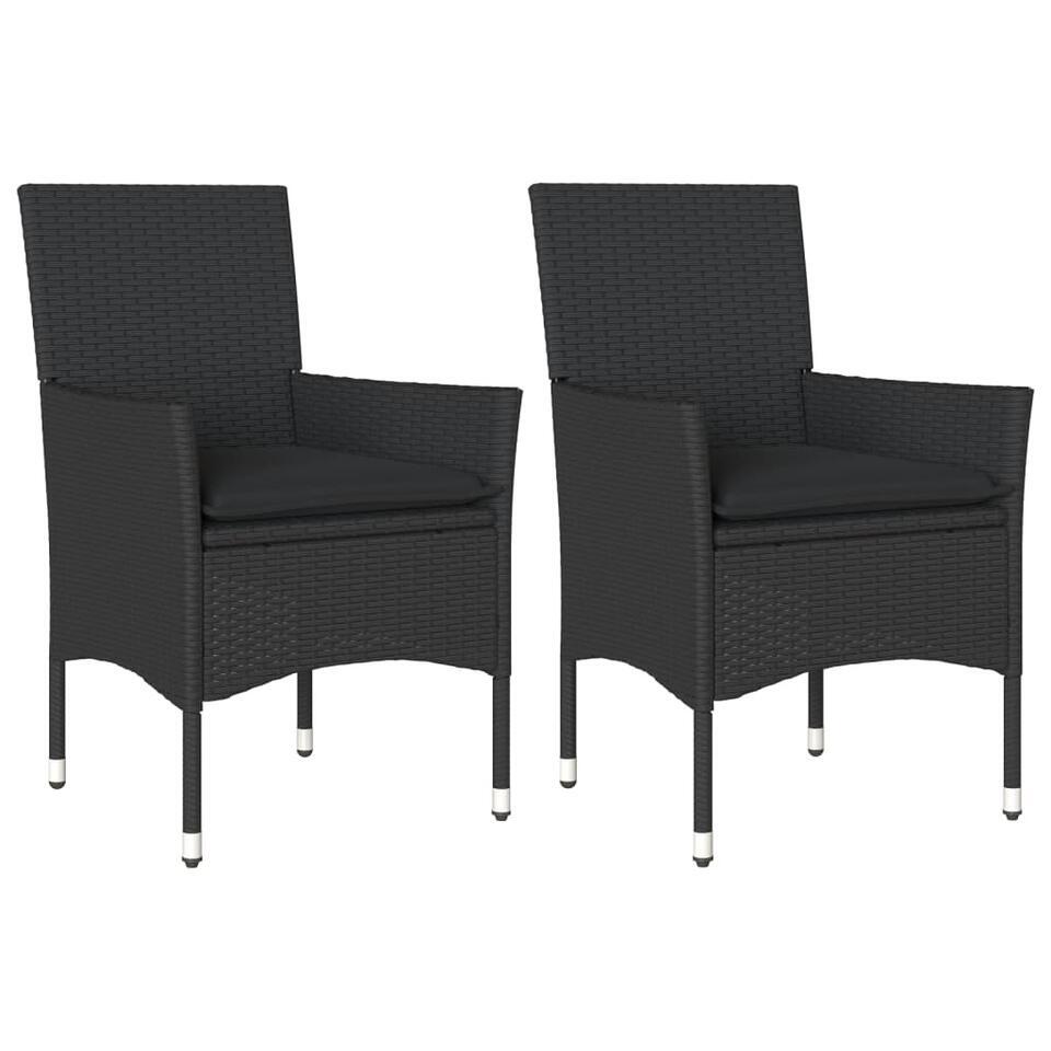 vidaXL – Tuinstoelen – Kussens – Zwart – Poly rattan – 2 stuks