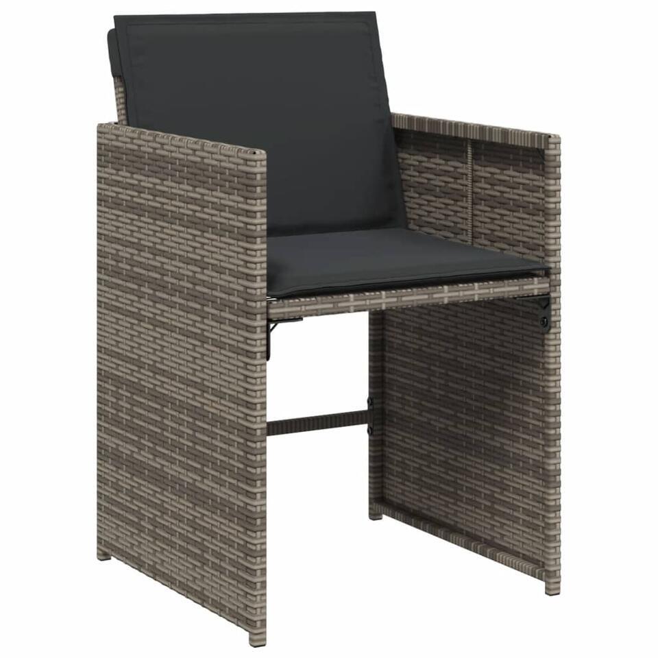 vidaXL – Tuinstoelen – Kussens – Grijs – Poly rattan – 4 stuks