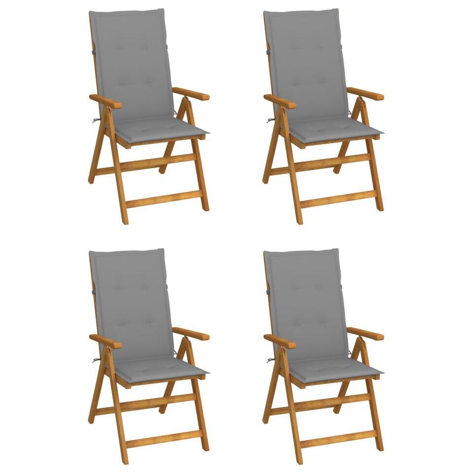 vidaXL – Verstelbare tuinstoelen – Grijs – Acaciahout – 4 stuks – 120x50x3 cm