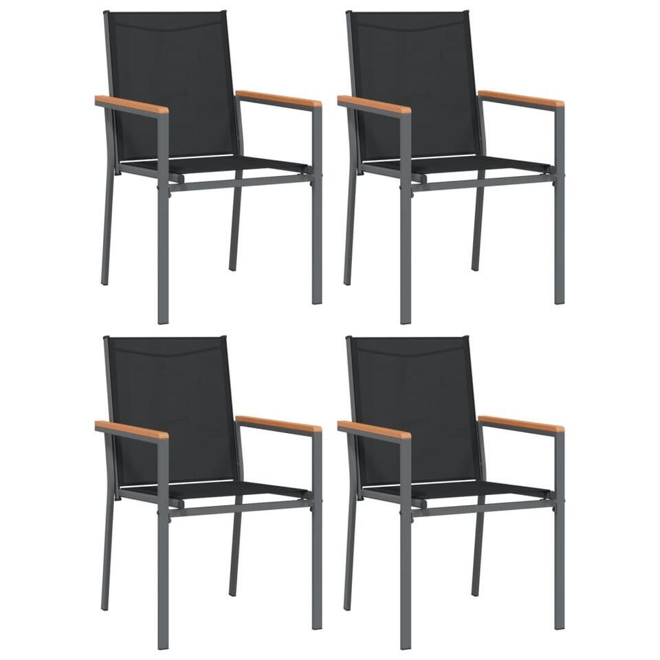 vidaXL – Tuinstoelen – Zwart – Staal – 4 stuks – 55×61,5×90 cm