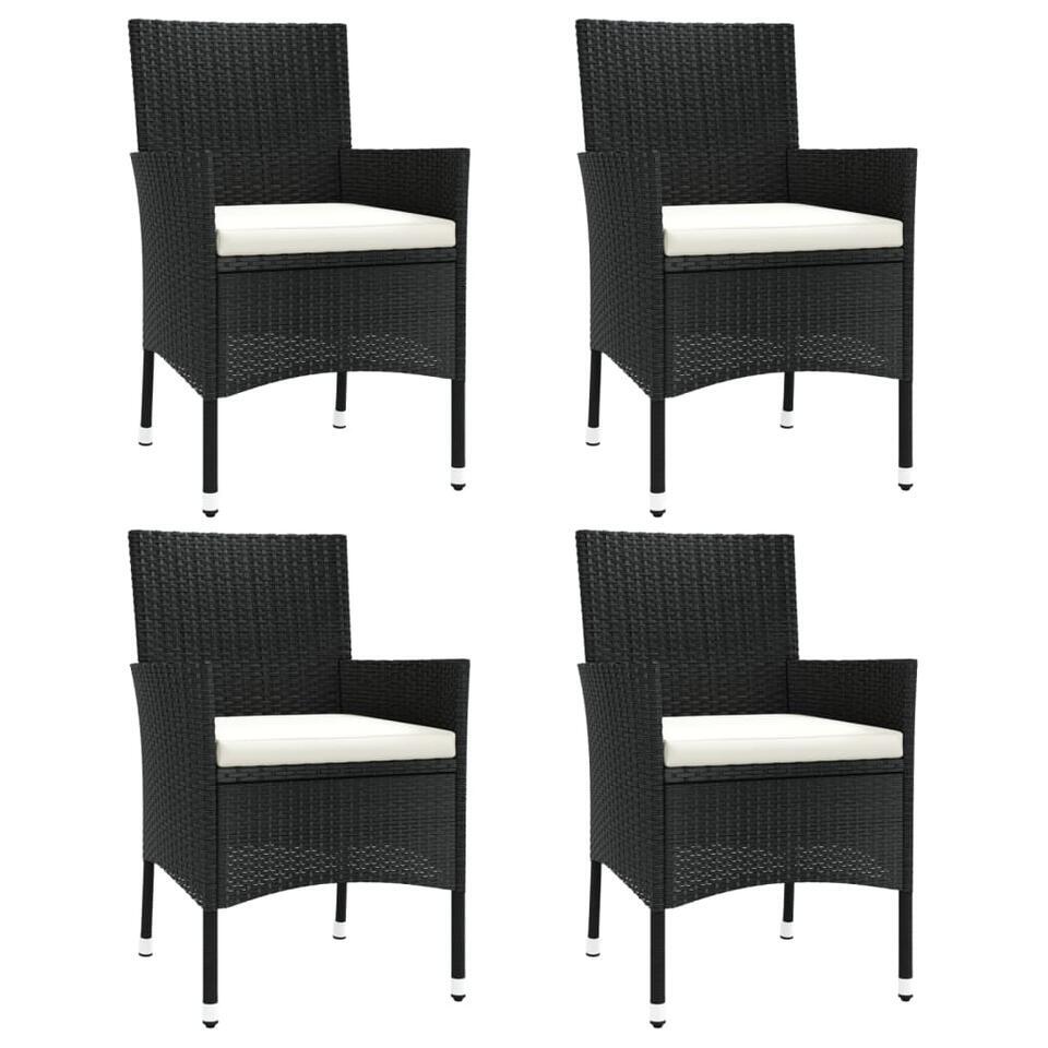 vidaXL – Buitenstoelen – Kussens – Zwart – Poly rattan – 4 stuks