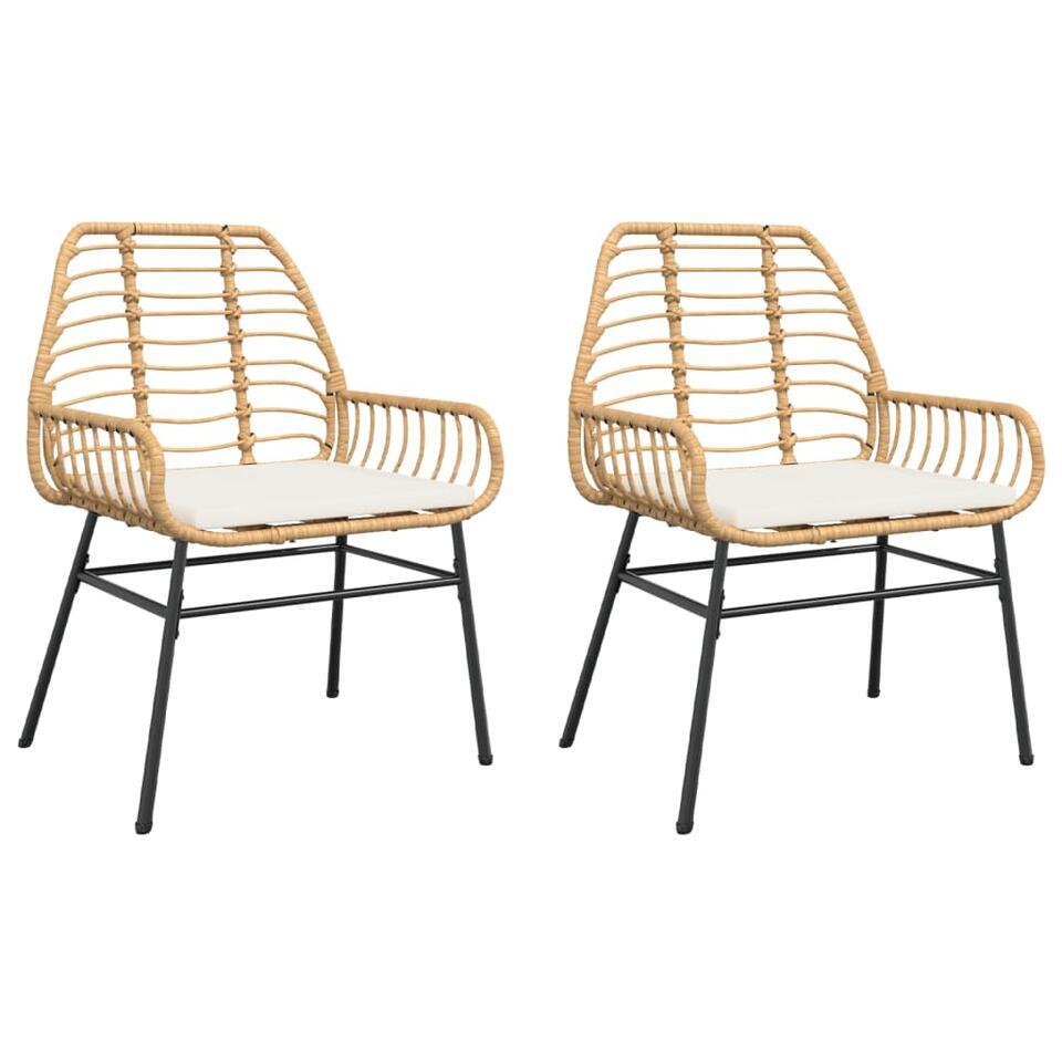 vidaXL – Tuinstoelen – Kussens – Bruin – Poly rattan – 2 stuks