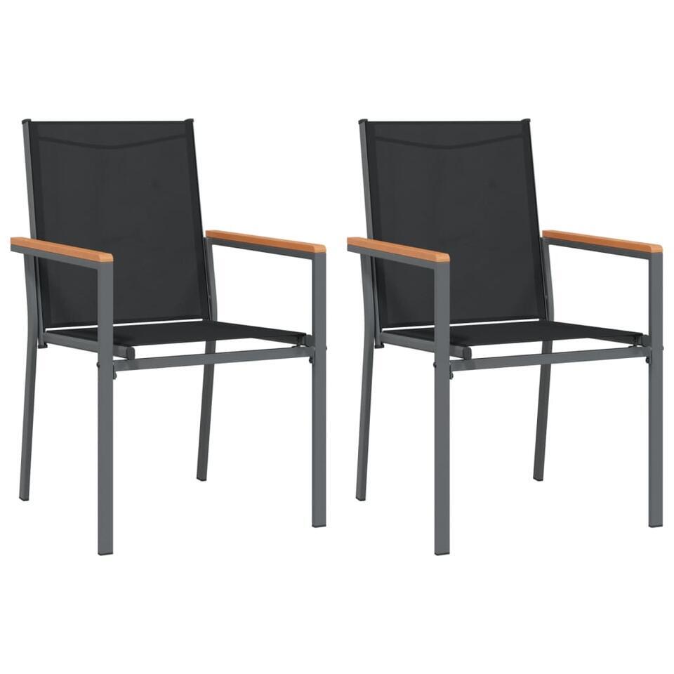 vidaXL – Tuinstoelen – Zwart – Textileen en staal – 2 stuks – 55×61,5×90 cm