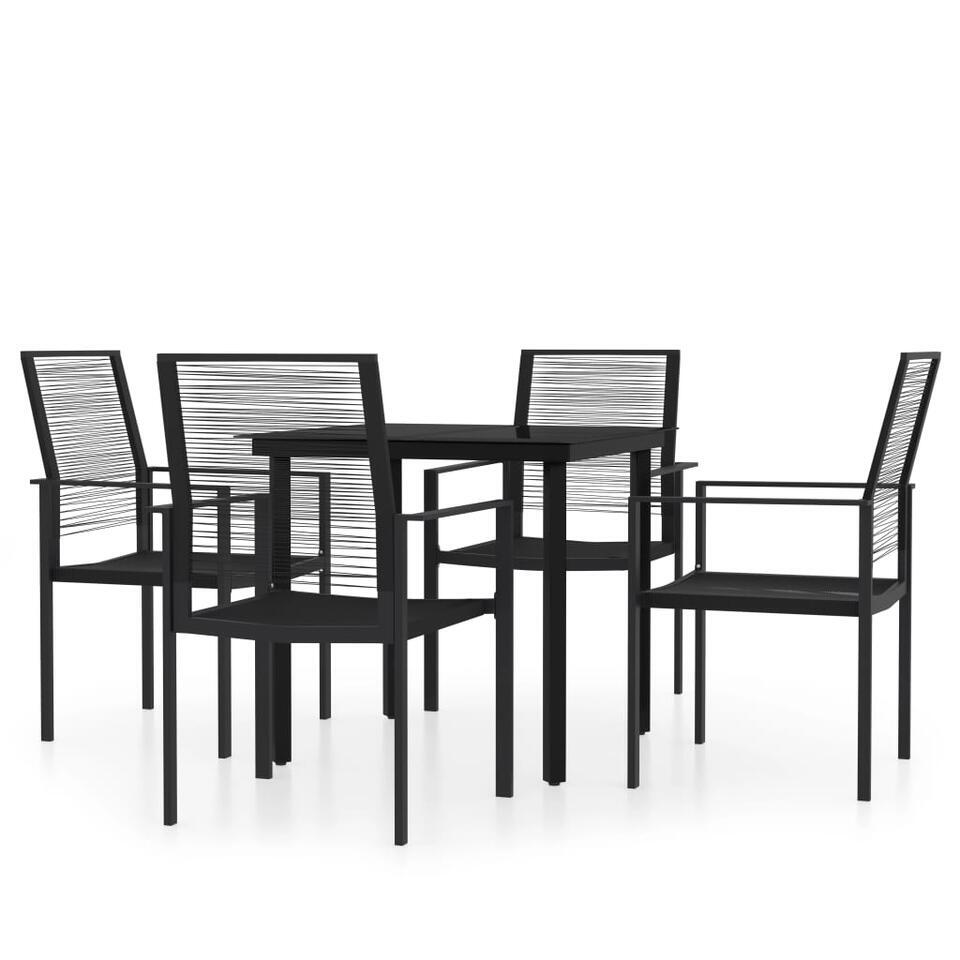 vidaXL – Tuinset zwart PVC rattan en staal – 80×80 cm – 5 stuks