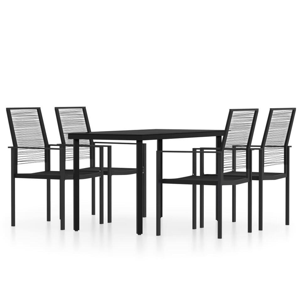 vidaXL – Tuinset zwart PVC rattan en staal – 140×70 cm – 5 stuks