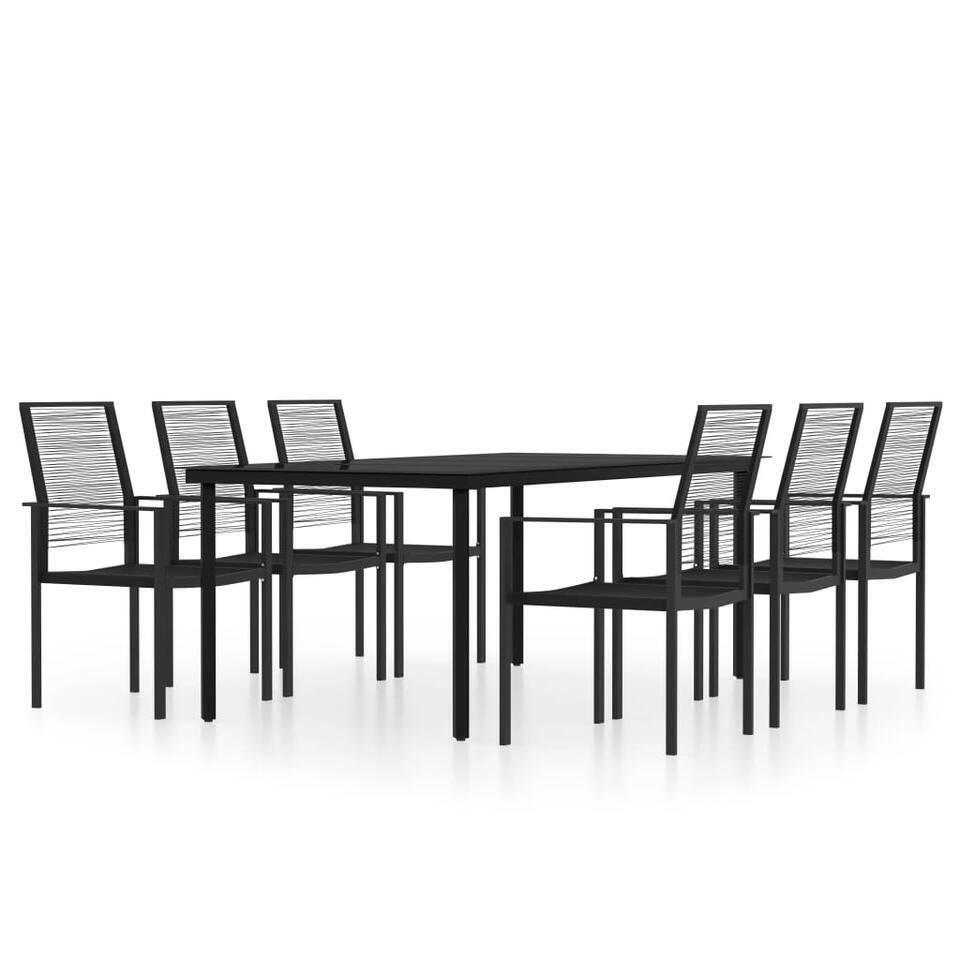 vidaXL – Tuinset zwart PVC rattan en staal – 200×100 cm – 7 stuks