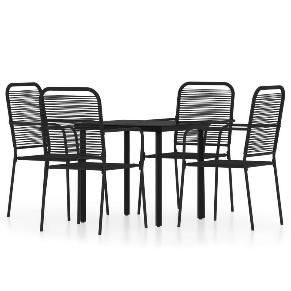 vidaXL – 5-delige Tuinset – Zwart katoenen touw en staal – 80×80 cm