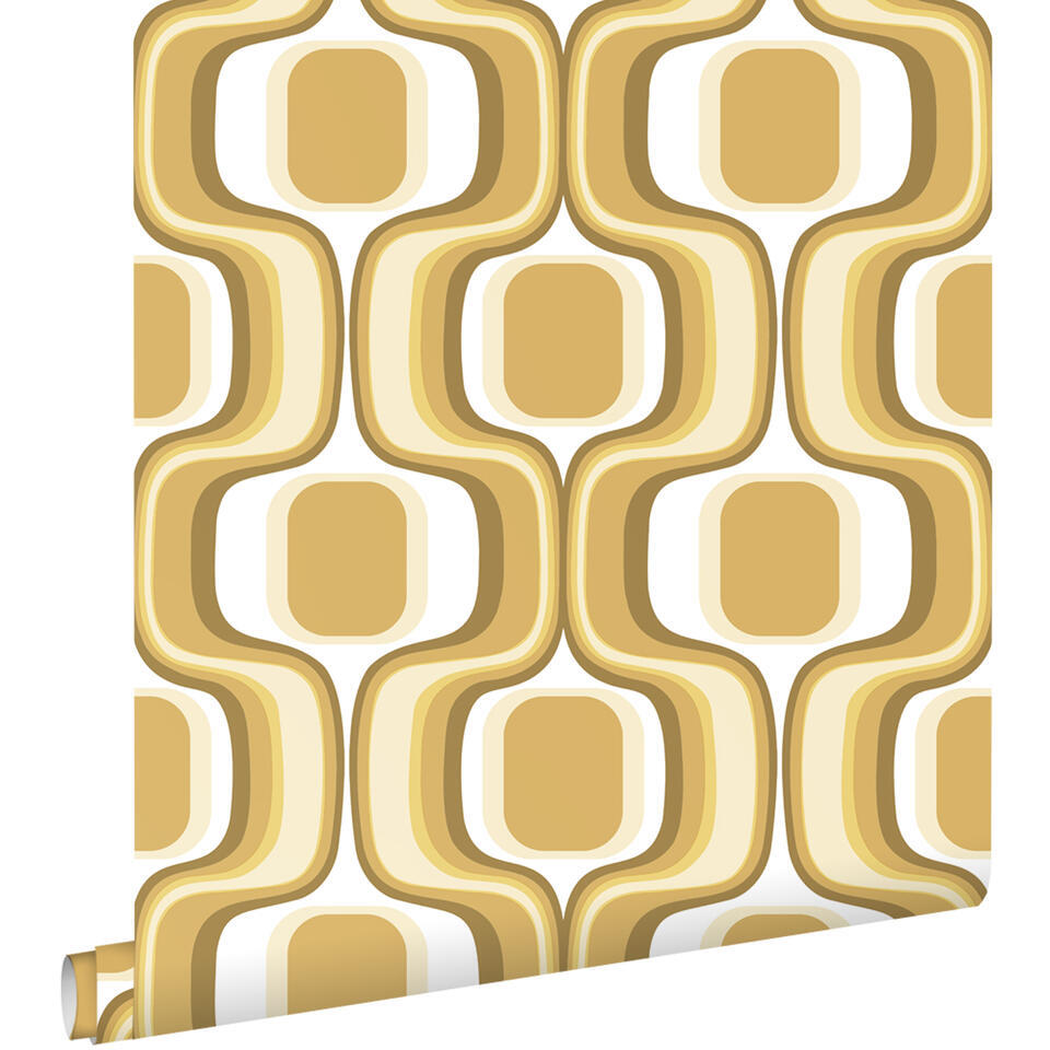 ESTAhome behang retro ornamenten okergeel en bruin – 50 x 900 cm