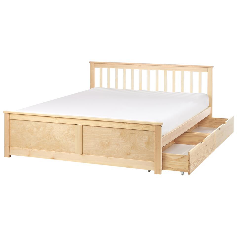 OLENDON – Bed met 2 lades – Lichtbruin – 160 x 200 cm – Dennenhout