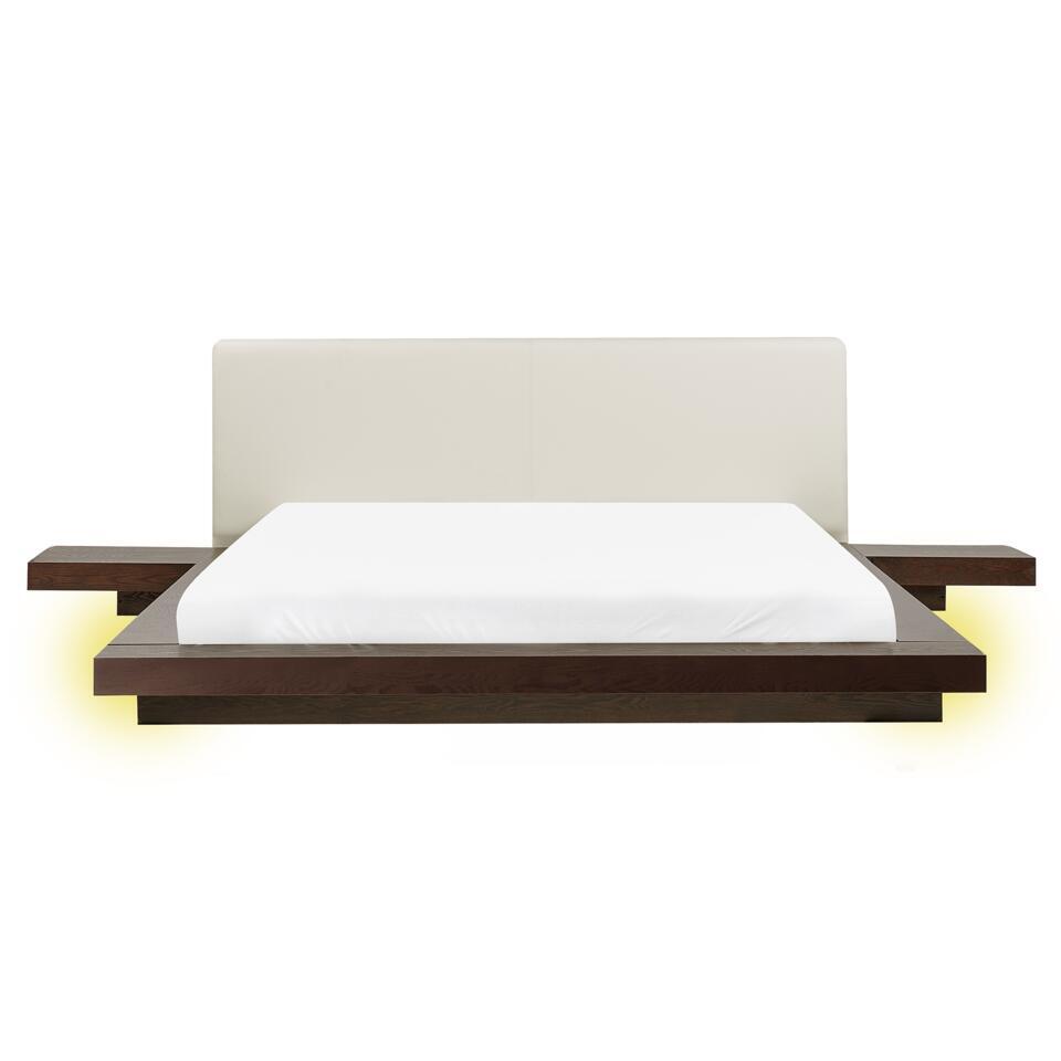 ZEN – Tweepersoonsbed LED – Donkerhout – 160 x 200 cm – MDF