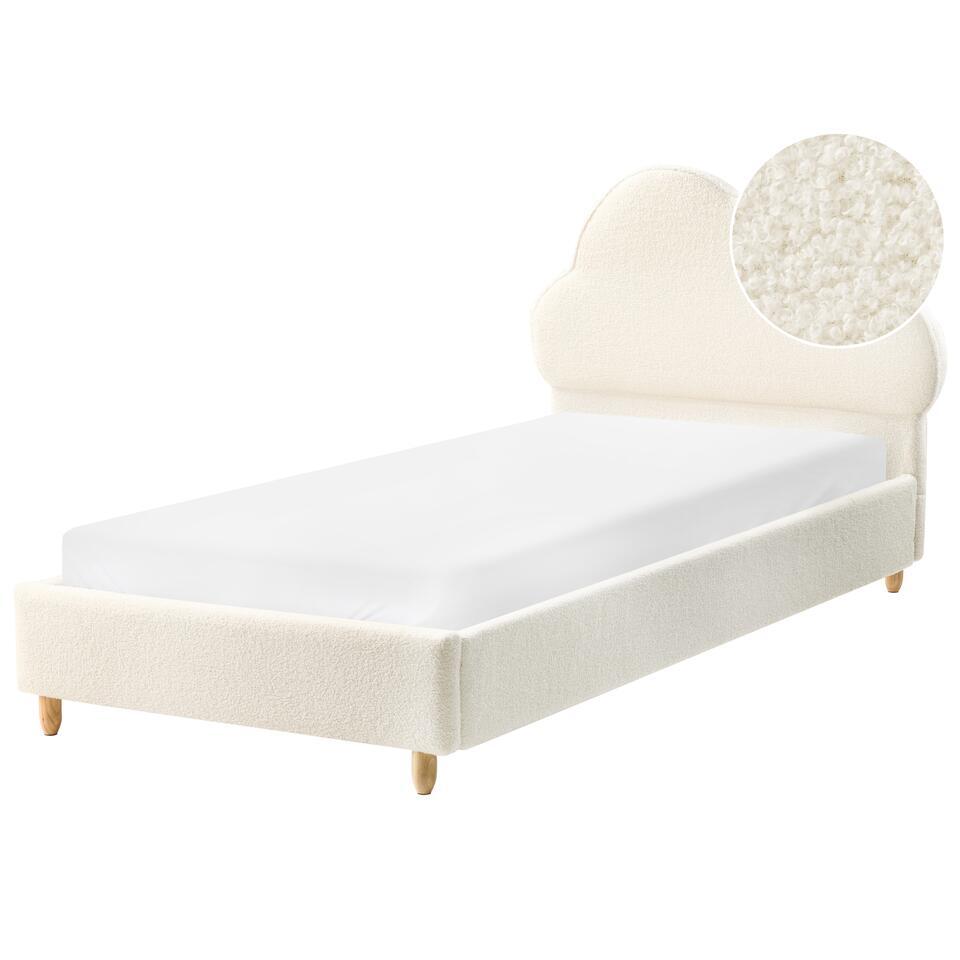 BELLEVUE – Eenpersoonsbed – Gebroken wit – 90 x 200 cm – Bouclé