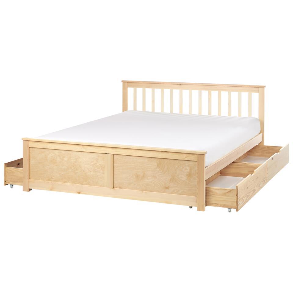 OLENDON – Bed met 4 lades – Lichtbruin – 160 x 200 cm – Dennenhout
