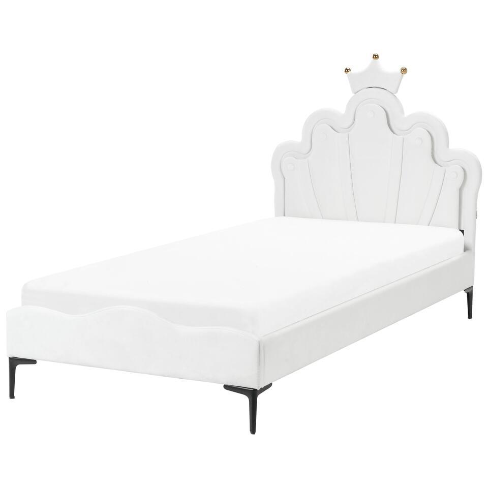 RUBIAN – Bed met LED – Wit – 90 x 200 cm – Fluweel