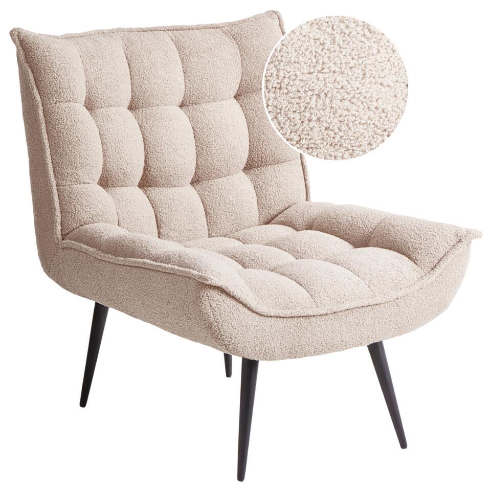 ALVESTA – Fauteuil – Beige – Bouclé