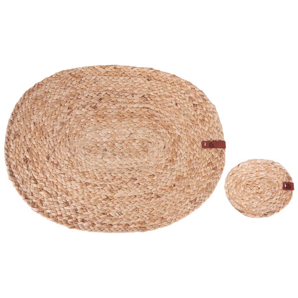 BUSHYLARK – Set van 12 placemats en onderzetters – Natuurlijk – Jute