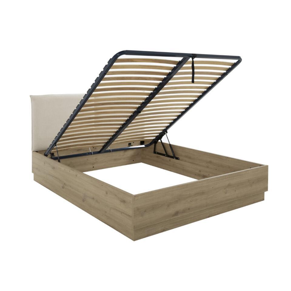 CALICOSY – TIDY Bed met opbergruimte – Licht hout – 196x145x101 cm