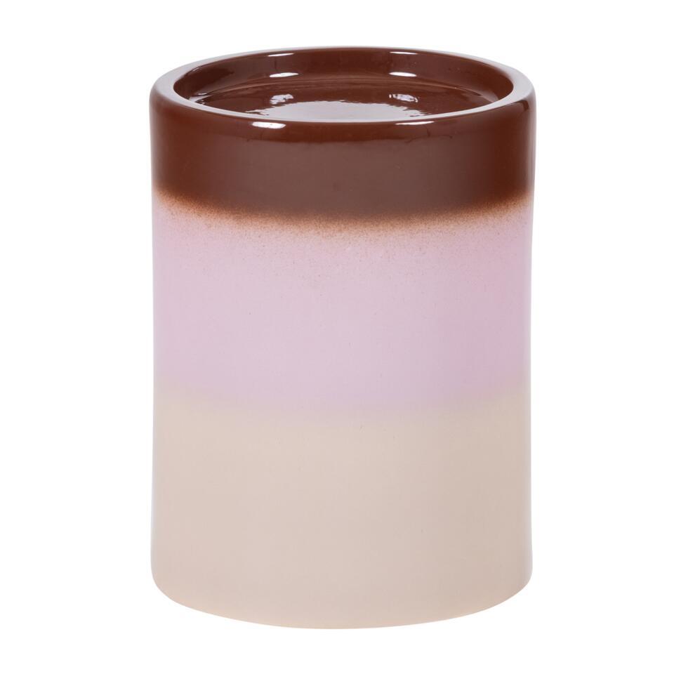 WOOOD Ollo Bijzettafel Ø 35 CM – Keramiek – Roze/Bruin – 44x35x35