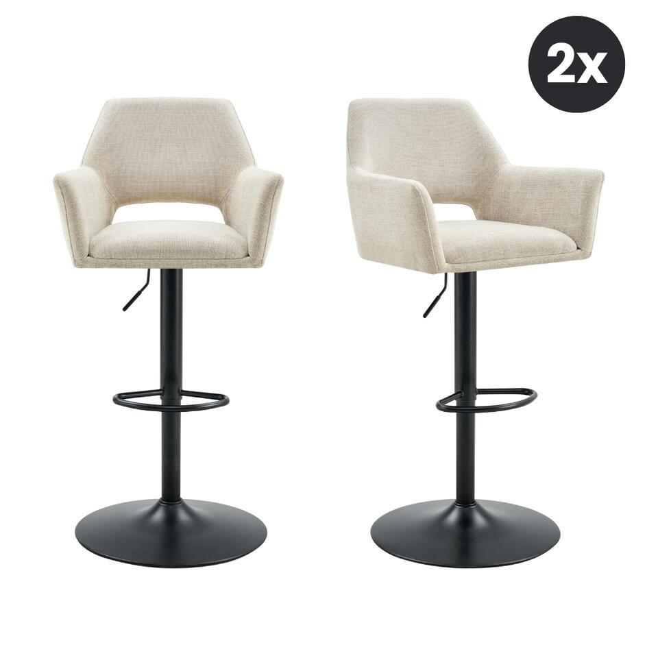2x Barkruk Tess Draaibaar – Stof Naturel Beige