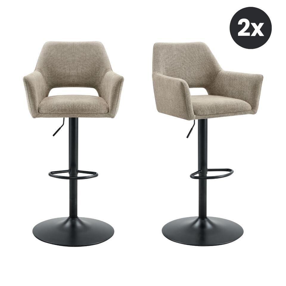 2x Barkruk Tess Draaibaar – Stof Taupe Truffel
