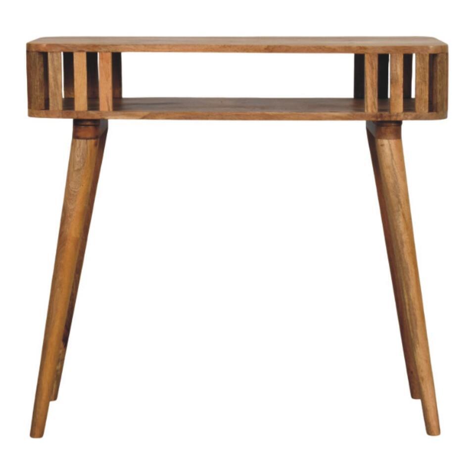 Artisan Furniture Massief Mangohouten console met latten, eikenlook