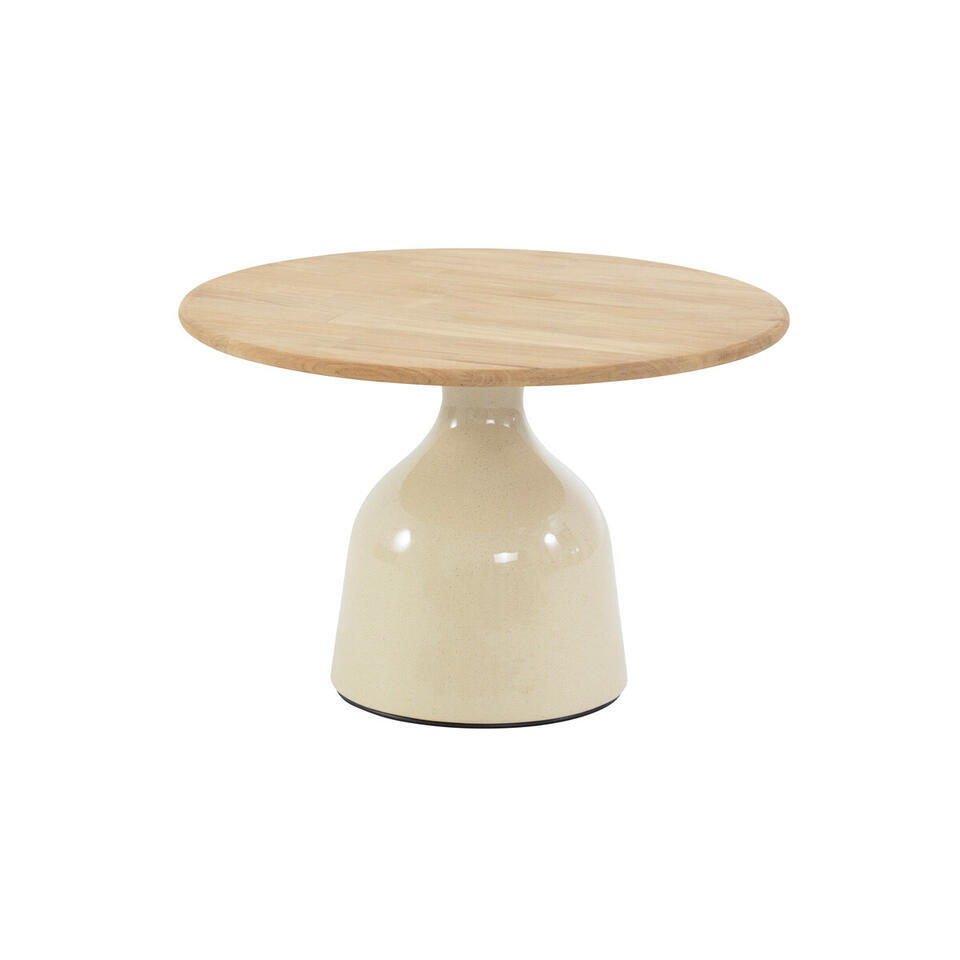 4 Seasons June loungetafel Ø60×38 cm creme – teak