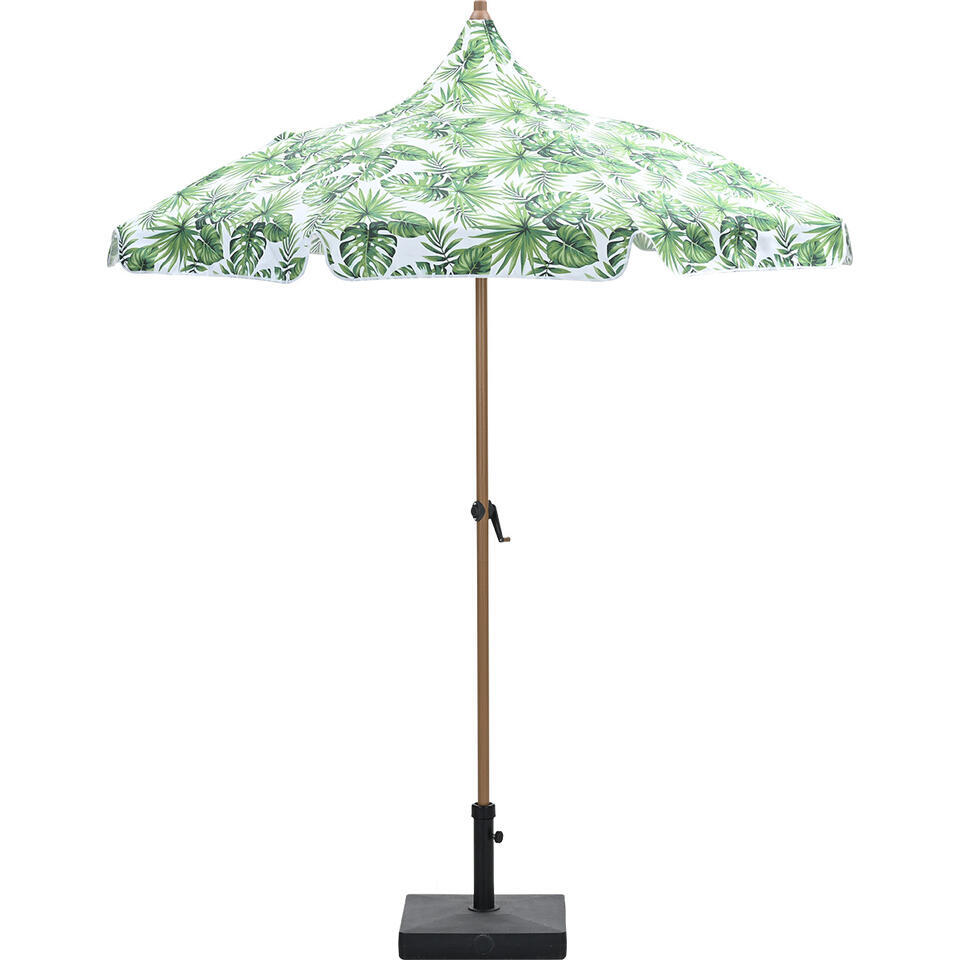 Aloha – stokparasol Ø200 cm – light teak look – palm green