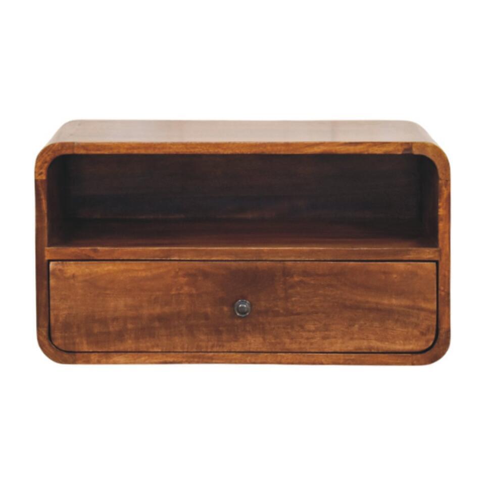 Artisan Furniture Massief Mangohouten Avora wand-nachtkastje Kastanje