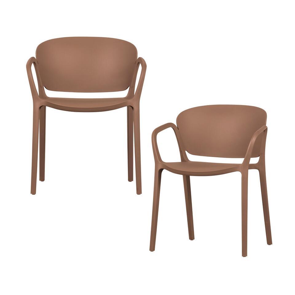 WOOOD Bent Tuinstoelen – Kunststof – Zalm Roze – Set van 2