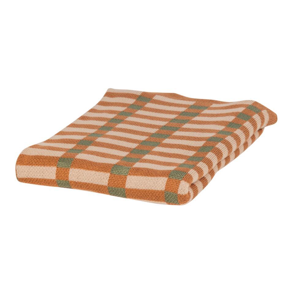 WOOOD Vola Kleed – Katoen – Groen/Oranje – 1x170x130