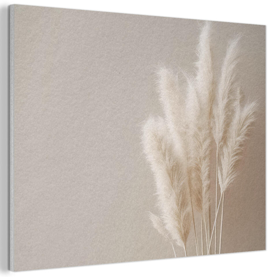 Akoestisch Schilderij 100×70 cm Pampasgras – Pluimen – Pastel – Wit