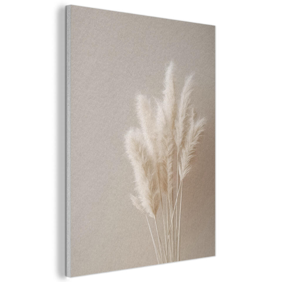 Akoestisch Schilderij 60×80 cm Pampasgras – Pluimen – Pastel – Wit