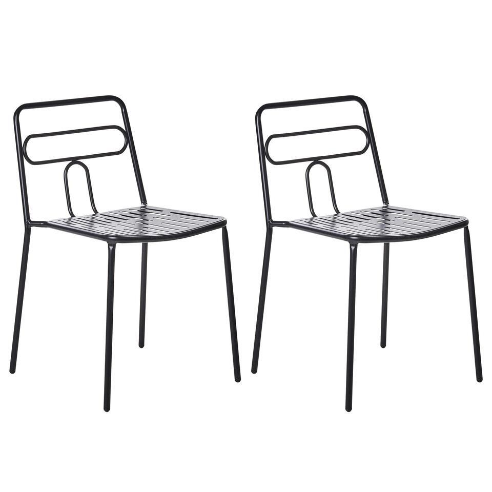 AGEROLA – Set van 2 tuinstoelen – Zwart – Staal