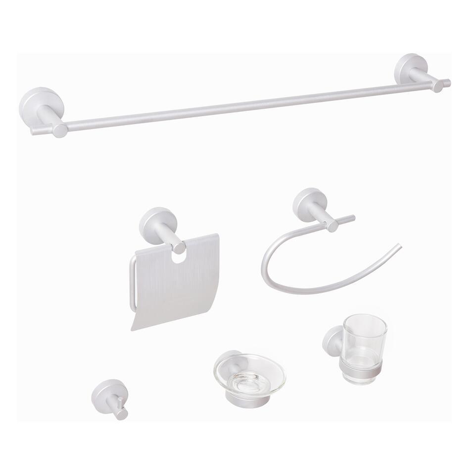 ZARUMA – 6-delige badkamer hardware set – Zilver – Aluminium